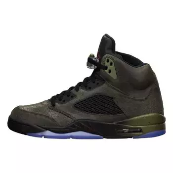 Мужские кроссовки Air Jordan 5 Retro Fear Grey Sequoia Fire-Red-Mdm-Olv-Blck 626971-350