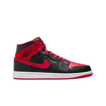 Мужские кроссовки Jordan 1 Mid Black Fire Red DQ8426-060