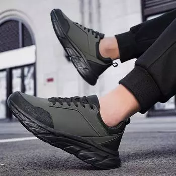 Мужские кроссовки NewSneaker Outdoor Hiking Anti Slip на толстой подошве со шнуровкой, удобные повседневные кроссовки для ходьбы большого размера 39 чёрный