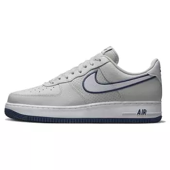 Мужские кроссовки Nike Air Force 1 07 с вышивкой-галочкой Photon Dust Navy серые полуночные-темно-синие белые FJ4211-002 45.5