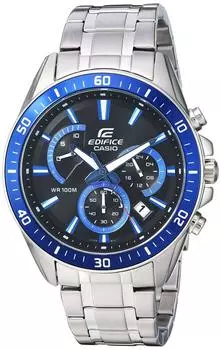 Мужские кварцевые часы Casio Edifice EFR-552D-1A2VUDF с аналоговым дисплеем, серебристо-черные, часы.