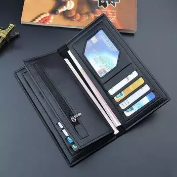 Мужские модные длинные кошельки винтажный дизайн из искусственной кожи кошелек с держателем для карт 18.5*9*2cm чёрный