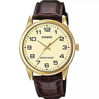 Мужские наручные часы Casio с кожаным ремешком MTP-V001GL-9B