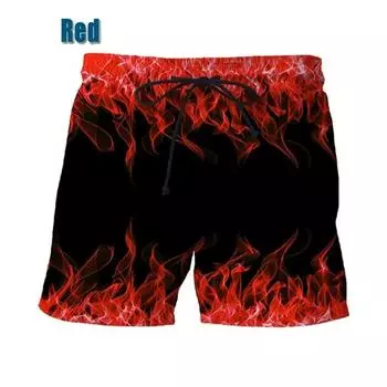 Мужские повседневные пляжные шорты с 3D-цифровой печатью Flame Cool Sports Shorts Мужская детская одежда Плавки Шорты для плавания S