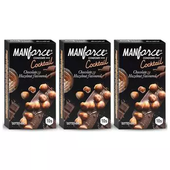 Мужские презервативы Manforce Cocktail со вкусом шоколада и лесного ореха, упаковка из 3 шт.