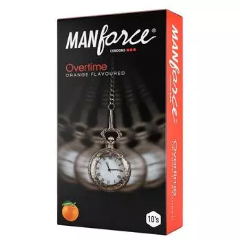 Мужские презервативы Manforce Overtime со вкусом апельсина(10 ШТ)