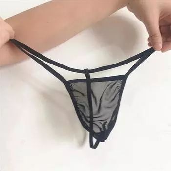 Мужские прозрачные сетчатые трусы-стринги с эластичным поясом One Size