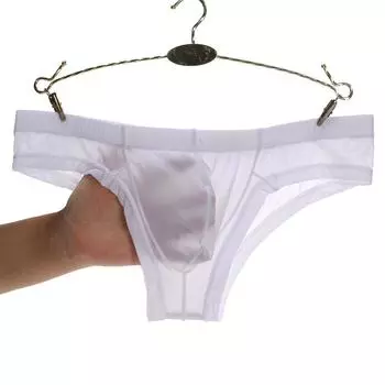 Мужские прозрачные сексуальные трусы Junye Ice Silk с низкой талией и дышащим U-образным карманом L