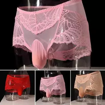 Мужские сексуальные кружевные стринги, стринги, трусы, нижнее белье Sissy L