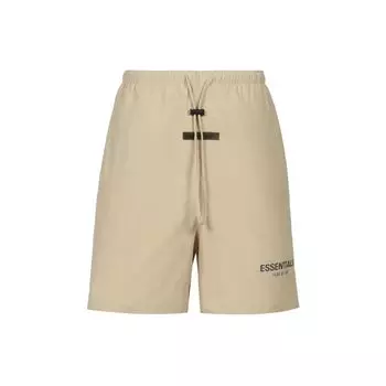 Мужские шорты Fear of God Essentials FW21 с принтом логотипа и завязками, бежевые льняные шорты FOG-FW21-122 XS