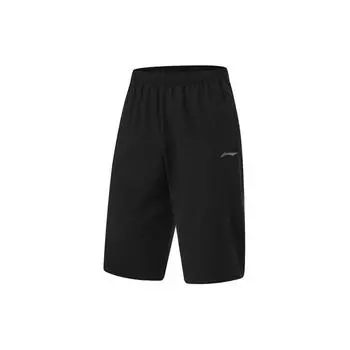 Мужские шорты из быстросохнущей ткани серии Li-Ning Fitness, однотонные, черные AKQU401-1 S
