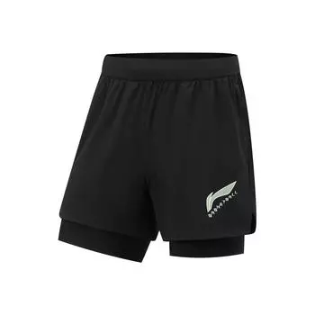 Мужские шорты Li Ning CBA Series, однотонные, средней талии, с логотипом, черные AKSU675-1 M