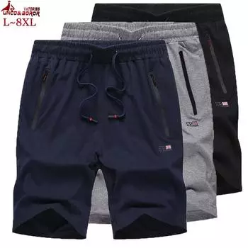Мужские шорты размера плюс 8xl, летние модные мужские пляжные шорты, хлопковые повседневные мужские шорты 6XL чёрный