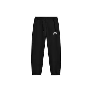 Мужские спортивные штаны Li Ning Sports Lifestyle Series с логотипом и манжетами из флиса, свободные трикотажные штаны черного цвета AKLTB25-8 L