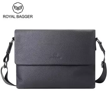 Мужские сумки-мессенджеры Royal Bagger, сумка через плечо из натуральной кожи, винтажная повседневная сумка-портмоне 1798