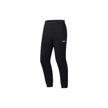 Мужские трикотажные спортивные штаны Li Ning Fitness Series с принтом логотипа и флисовой подкладкой, черные AKLTC13 S