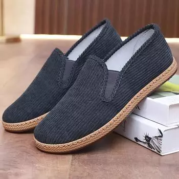 Мужские туфли из ткани Old Beijing, бархатные, повседневные, с мягкой подошвой, нескользящие, дышащие, удобные и легкие, для среднего и пожилого возраста. 38 серый