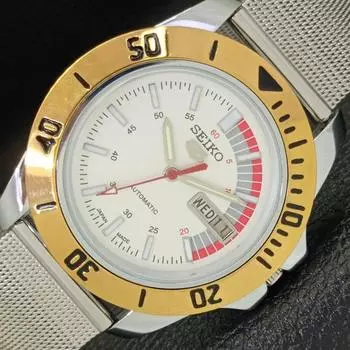 МУЖСКИЕ ВОССТАНОВЛЕННЫЕ SEIKO 5 JAPAN 6309A АВТОМАТИЧЕСКИЕ НАРУЧНЫЕ ЧАСЫ С БЕЛЫМ ЦИФЕРБЛАТОМ a426518-2 RL-a426518