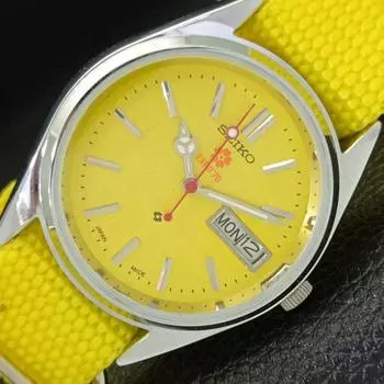 МУЖСКИЕ ВОССТАНОВЛЕННЫЕ SEIKO EXPO 70 JAPAN 6309A АВТОМАТИЧЕСКИЕ ЧАСЫ С ЖЕЛТЫМ ЦИФЕРБЛАТОМ a426433-2 RL-a426433