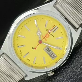 МУЖСКИЕ ВОССТАНОВЛЕННЫЕ SEIKO EXPO 70 JAPAN 7009A АВТОМАТИЧЕСКИЕ ЧАСЫ С ЖЕЛТЫМ ЦИФЕРБЛАТОМ a426421-2 RL-a426421