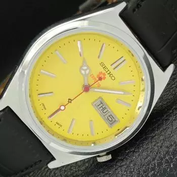 МУЖСКИЕ ВОССТАНОВЛЕННЫЕ SEIKO EXPO 70 JAPAN 7009A АВТОМАТИЧЕСКИЕ ЧАСЫ С ЖЕЛТЫМ ЦИФЕРБЛАТОМ a426447-2 RL-a426447