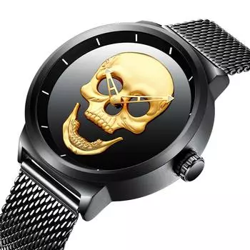 Мужские водонепроницаемые кварцевые часы BIDEN с черепом Skull