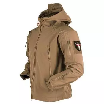 Мужские военные куртки Shark Skin Soft Shell, мужские тактические ветрозащитные водонепроницаемые куртки, мужские боевые куртки, мужские пальто с капюшоном
