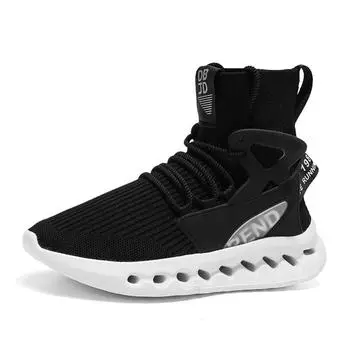 Мужские высокие летние повседневные кроссовки Cross-Border Socks Shoes Lace-Up Luxury Basketball Design Plus Size Canvas Rubber 43 белый