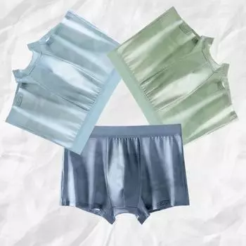 Мужское нижнее белье, шорты-боксеры Cool Ice Silk, летние ультратонкие антибактериальные дышащие шорты-боксеры большого размера с принтом, антибактериальные шорты L