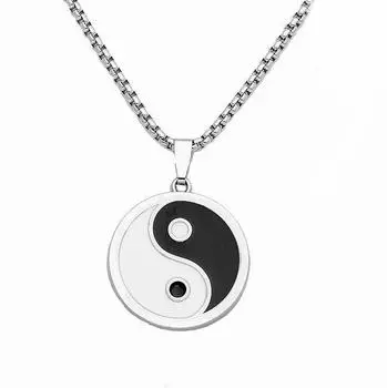 Мужское ожерелье Tai Chi Bagua из нержавеющей стали 2024 года — подвеска в этническом стиле в стиле ретро leather rope