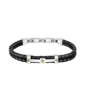 Мужской браслет Maserati Jewels из черной кожи и нержавеющей стали JM422AVE11