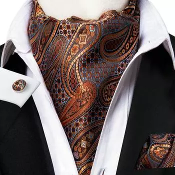 Мужской деловой галстук Hi-Tie, шелковые шарфы Ascot, набор галстуков с пейсли для мужчин, носовой платок, набор запонок AS-1037