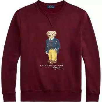 Мужской флисовый свитшот с круглым вырезом и графикой медведя Polo Ralph Lauren, бордовый, MNPOKNI16821482-600 S