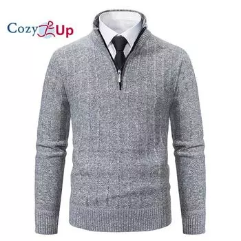 Мужской хлопковый свитер Cozy Up с молнией в четверть M синий