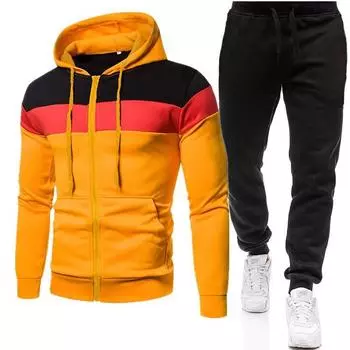 Мужской комплект Splicing Casual Hoodie Цветные блоки Мужская толстовка с капюшоном Пальто S красный