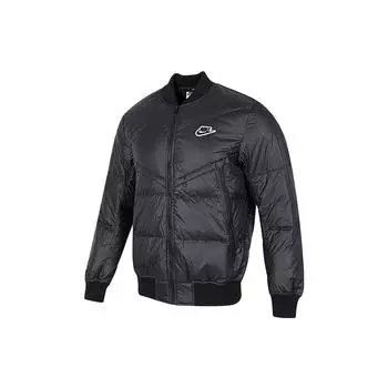 Мужской короткий пуховик на молнии с однотонным логотипом Nike, черная DV4275-010 S