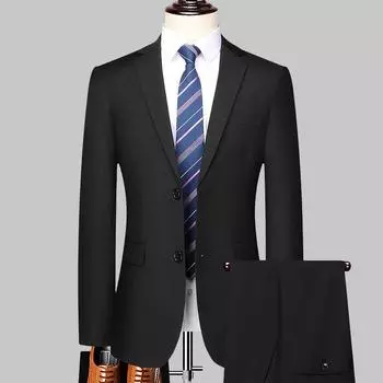 Мужской костюм Slim Fit деловой костюм пиджак из двух частей шаферский костюм жених свадебное платье M серый