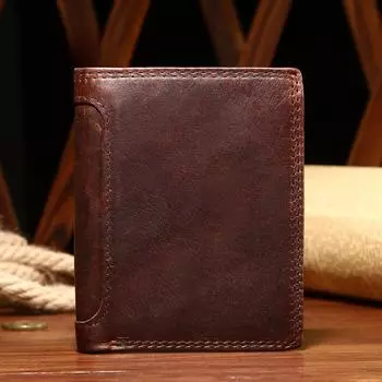 Мужской кожаный кошелек-клатч Crazy Horse с RFID-картой шоколадный