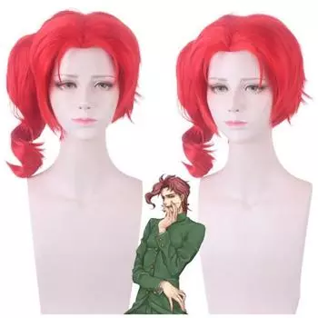 Мужской парик с хвостиком JOJO s Bizarre Adventure Kakyoin Noriaki, 35 см, костюм для косплея, термостойкие синтетические волосы, вечерние парик для ролевых игр One Size красный