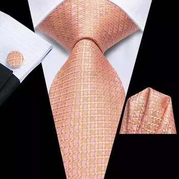 Мужской шелковый галстук Hi-Tie в клетку, атласный однотонный глубокий шафрановый комплект для выпускного вечера и свадьбы N-3907