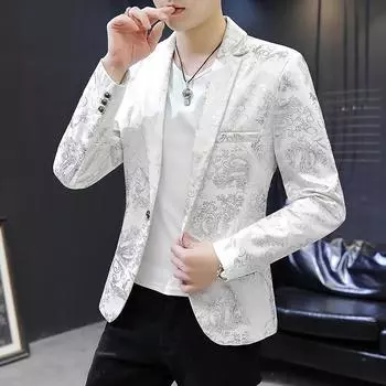 Мужской Slim Fit Блейзер Куртка Мужской Блейзер Свадебная Вечеринка Пиджак Пальто XXXL белый
