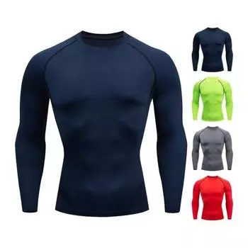 Мужской спортивный топ 3D Slim Fit Высокая эластичность Круглый вырез Быстросохнущий Длинные рукава Slim Fit Компрессионная футболка для коррекции фигуры Тренажерный зал Бег Баскетбол Футболка XXL красный