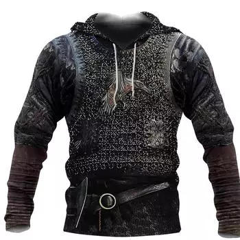 Мужской свитер Armor 3D с цифровой печатью, длинный рукав, прямой свитер с капюшоном S