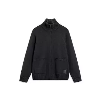 Мужской свитер Li Ning Sports Trend Series с длинным рукавом и застежкой-молнией, однотонный, темно-синий AMBU007-6 S