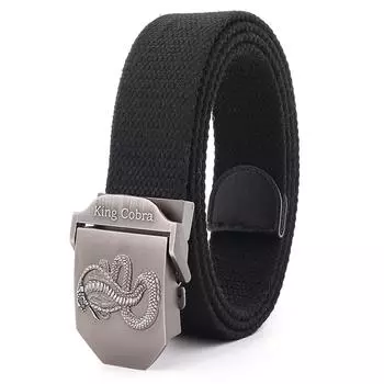 Мужской толстый ремень из парусины, модный молодежный ремень из сплава для отдыха на природе, корейский выпуск, повседневный One Size чёрный