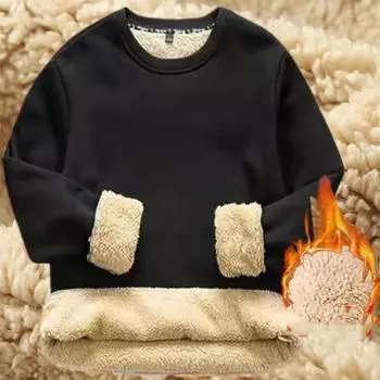 Мужской зимний пуловер больших размеров Snow Warm Top с флисовой подкладкой, теплый пуловер с длинными рукавами 5XL чёрный