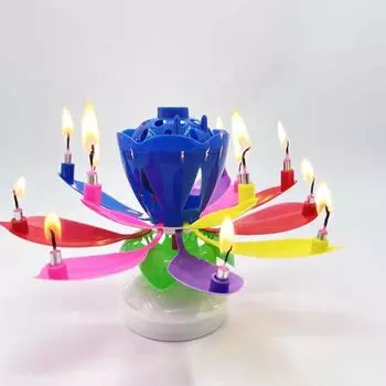 Музыкальная вращающаяся свеча в форме цветка лотоса: Идеальное украшение торта для инновационного праздника