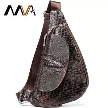 MVA Мужская сумка через плечо из натуральной кожи, мужская нагрудная сумка, маленькие сумки через плечо для мужчин, кожаные мужские сумки на ремне 698 чёрный