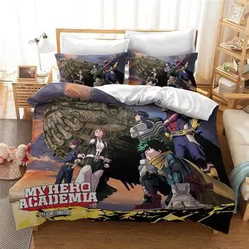 My Hero Academia All Might 3d Постельное белье Аниме One for All Одеяло Постельное белье Постельное белье Пододеяльник Наволочка 140x210cm