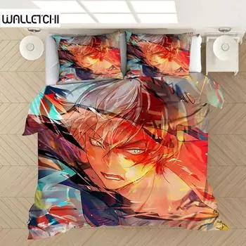 My Hero Academia Bedding Set Anime 3D Print Duvet Covers Pillowcases Home Textile Luxury Cartoon Queen King Size Boys 70x133cm 2pcs